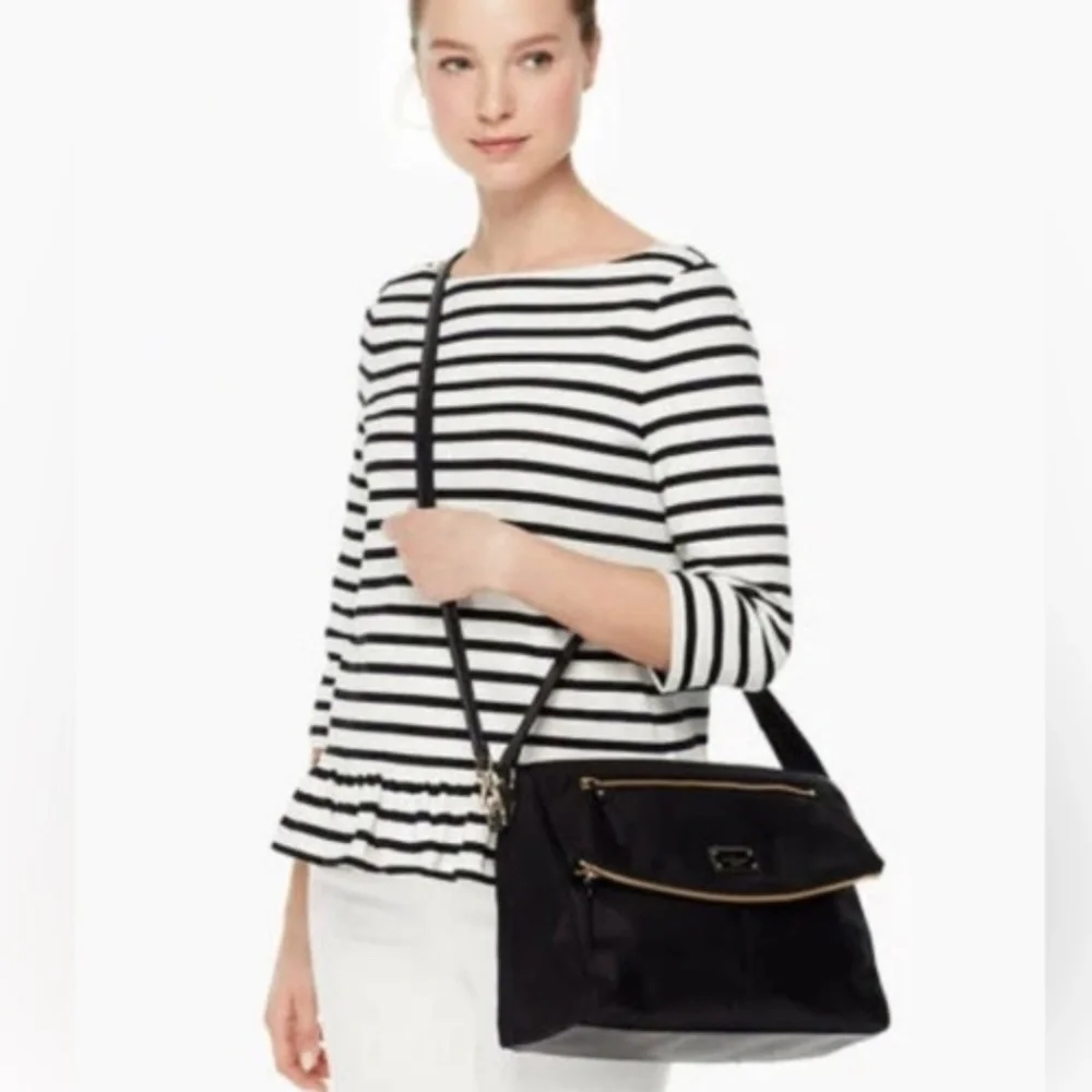 Kate Spade Blake Avenue Lyndon Crossbody Shoulder‎ Bag Purse Black Nylon Logo